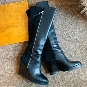Michael Kors leather wedge boots